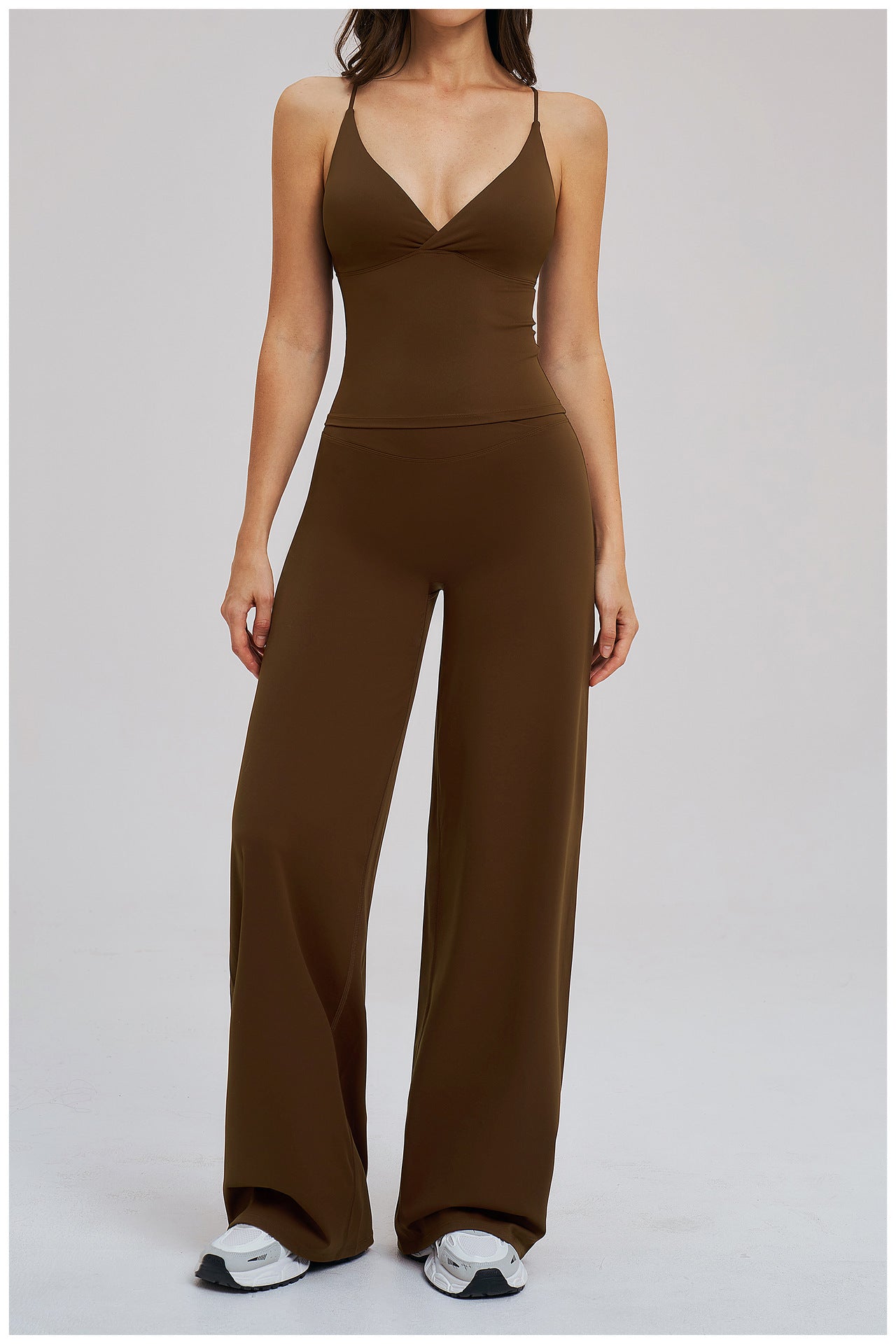 V-Neck Cami Top & Straight-Leg Pants Set