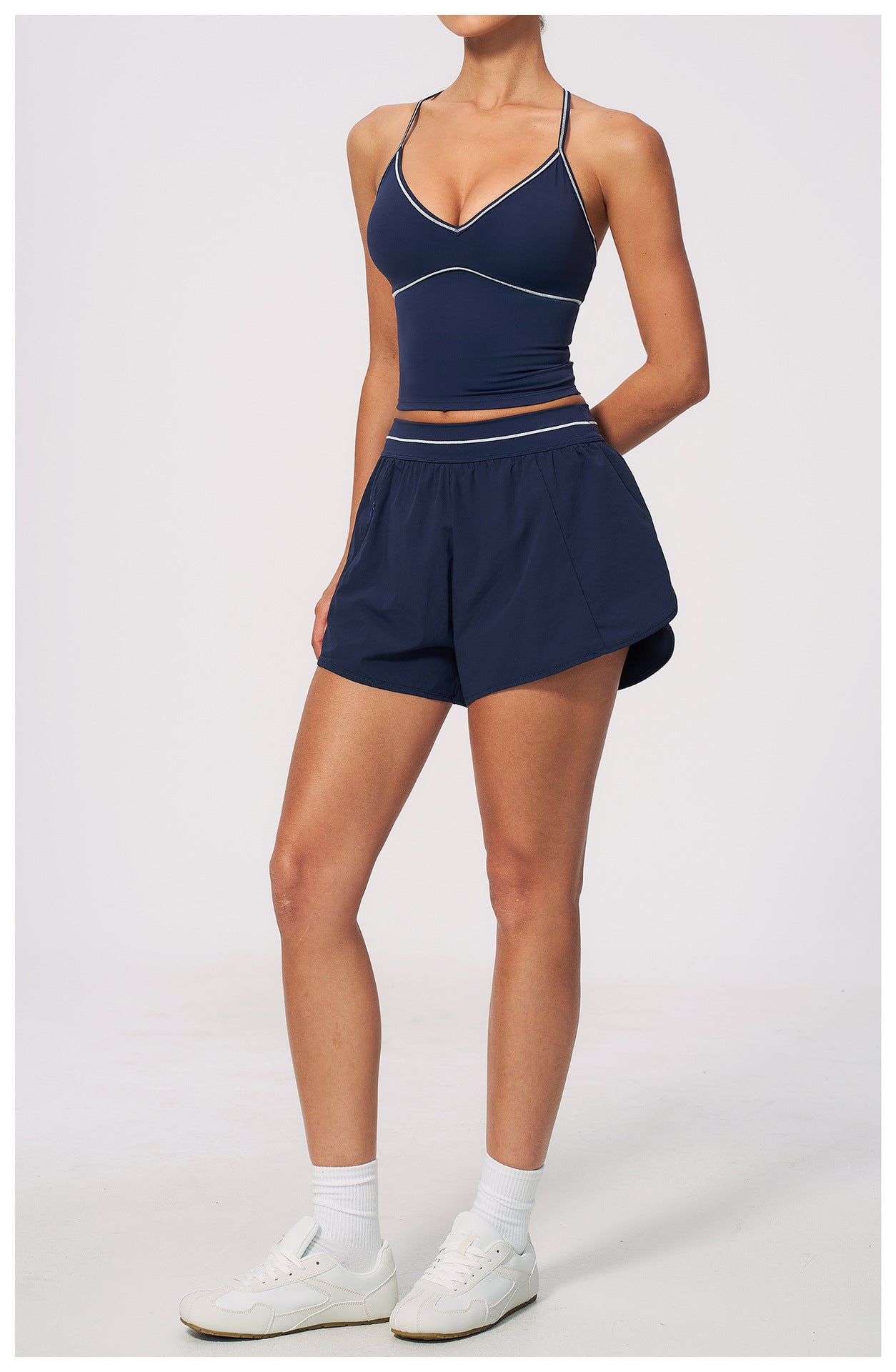 V-Neck Cami Bra & Running Shorts Set