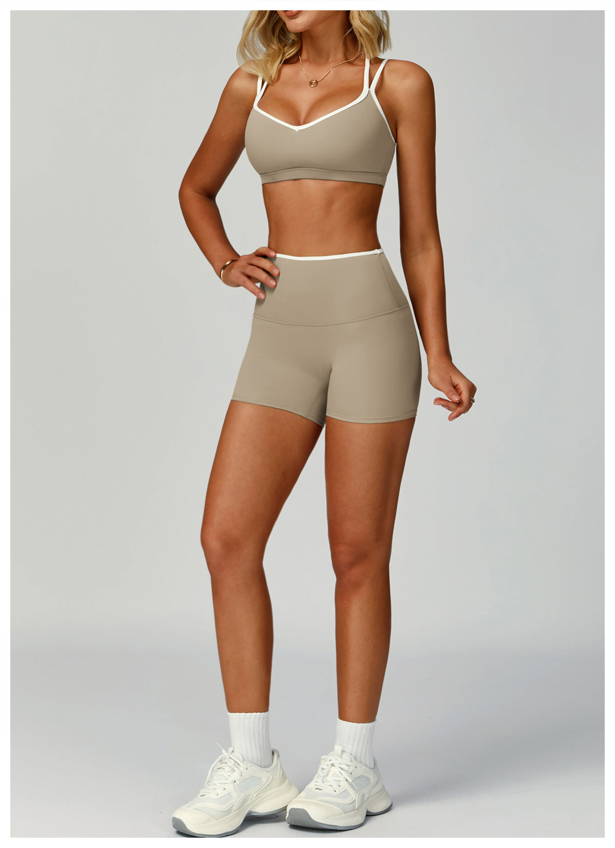 Strappy Backless Bra & Bike Short Set