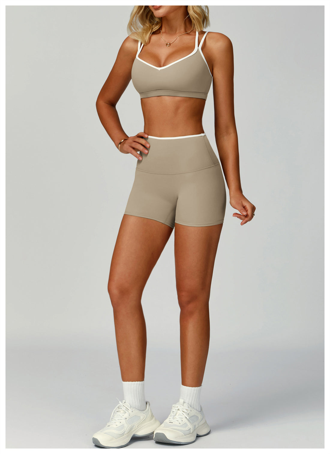 Strappy Backless Bra & Bike Short Set