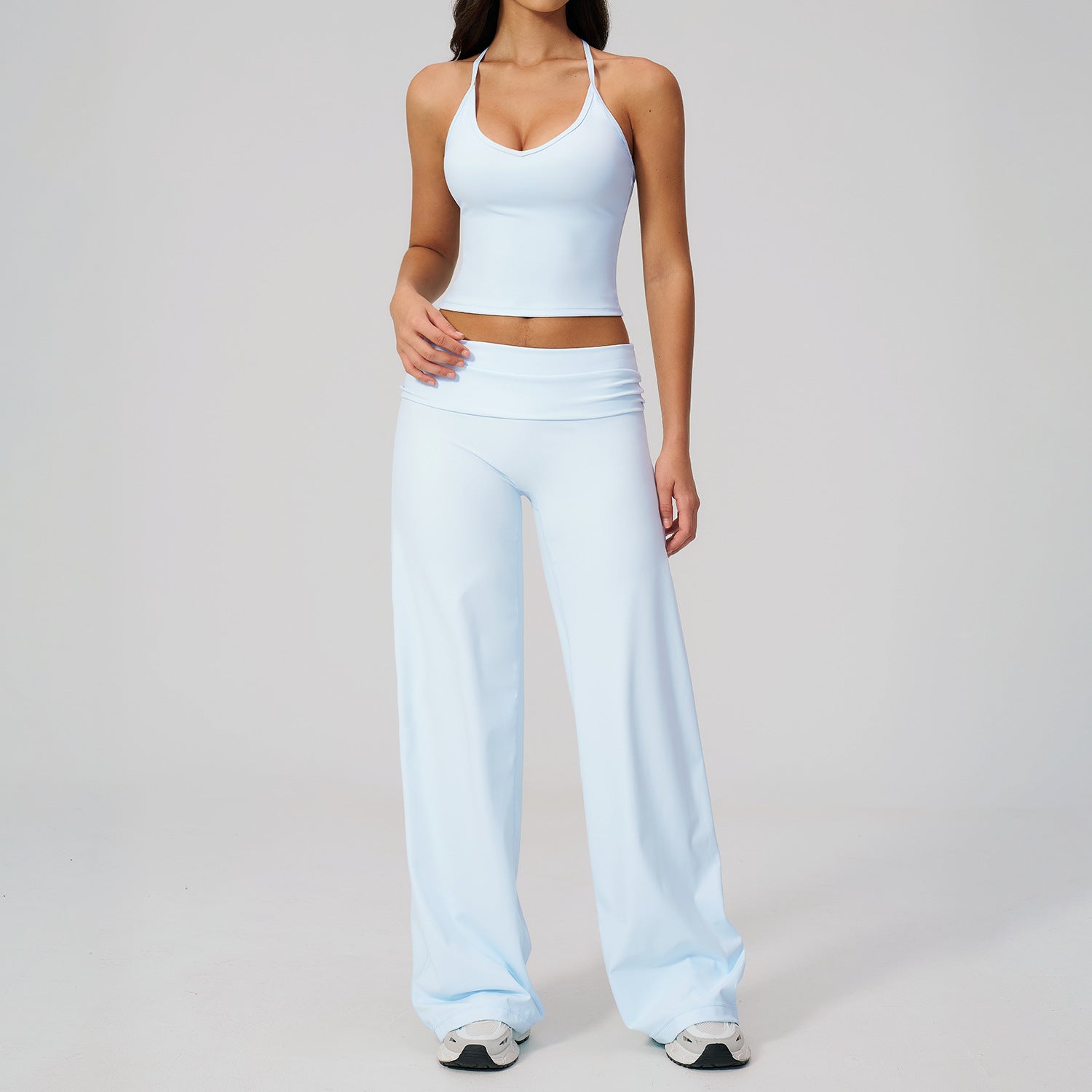 Fitted Crop Top Backless Workout Set High Waist Versatile Casual Style Yoga Set eprolo