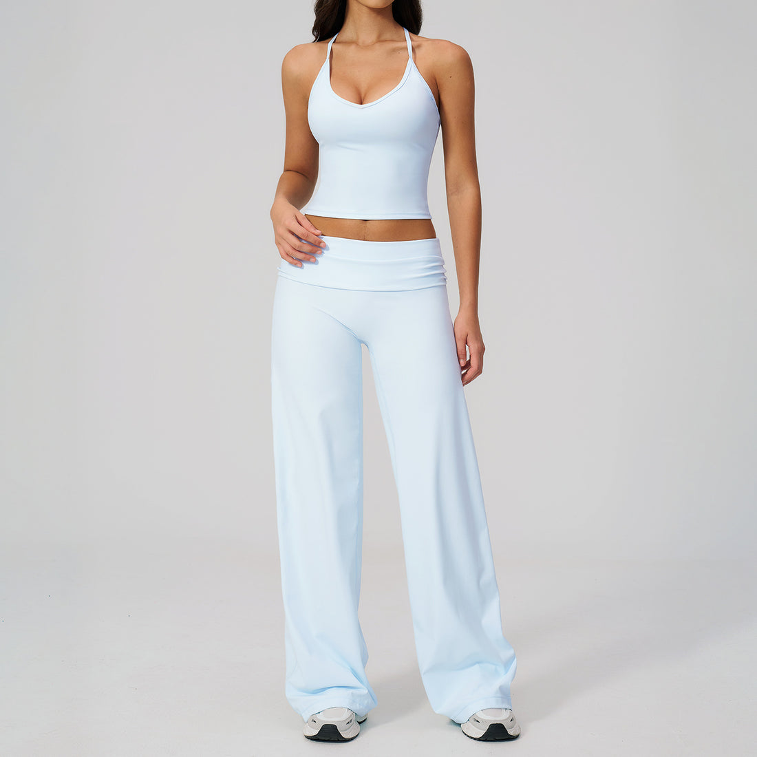 Fitted Crop Top Backless Workout Set High Waist Versatile Casual Style Yoga Set eprolo