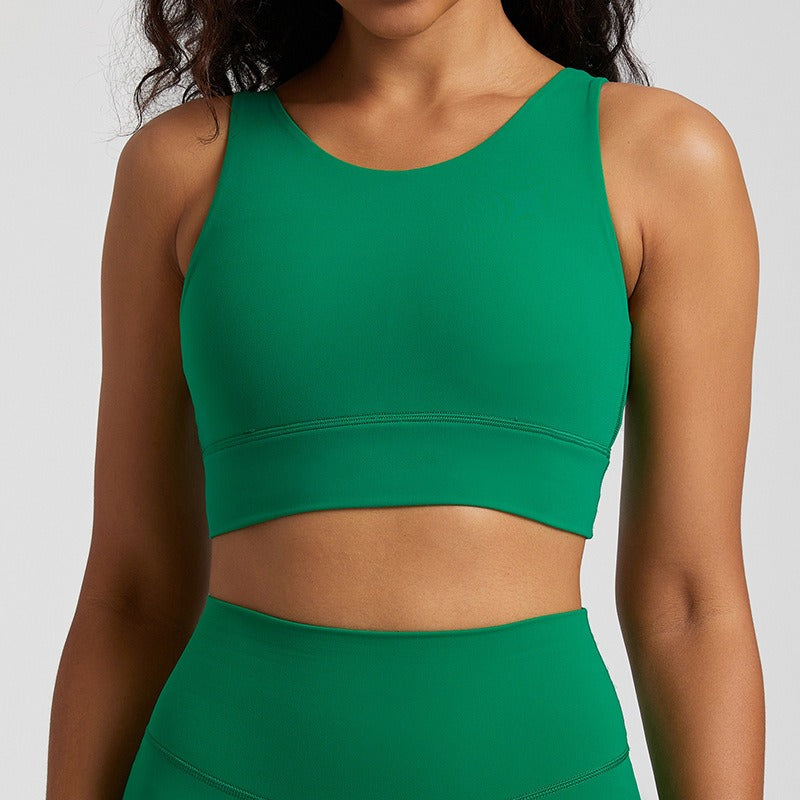 European and American nude yoga vest women's cross back sports bra fitness yoga clothing top outdoor sports bra eprolo