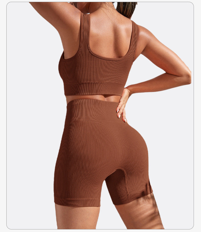 Ribbed Seamless Bra & Bike Short Set