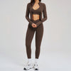 Fitness Set Zipper Seamless Leisure Set Women Outdoor Cycling Running Sports Three-Piece Set eprolo