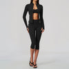 New Women's Yoga Suit, Fitted Waist-Cinching Zipper Slimming Fitness Wear, High-Waisted Tummy-Control Yoga Sport Three-Piece Set eprolo