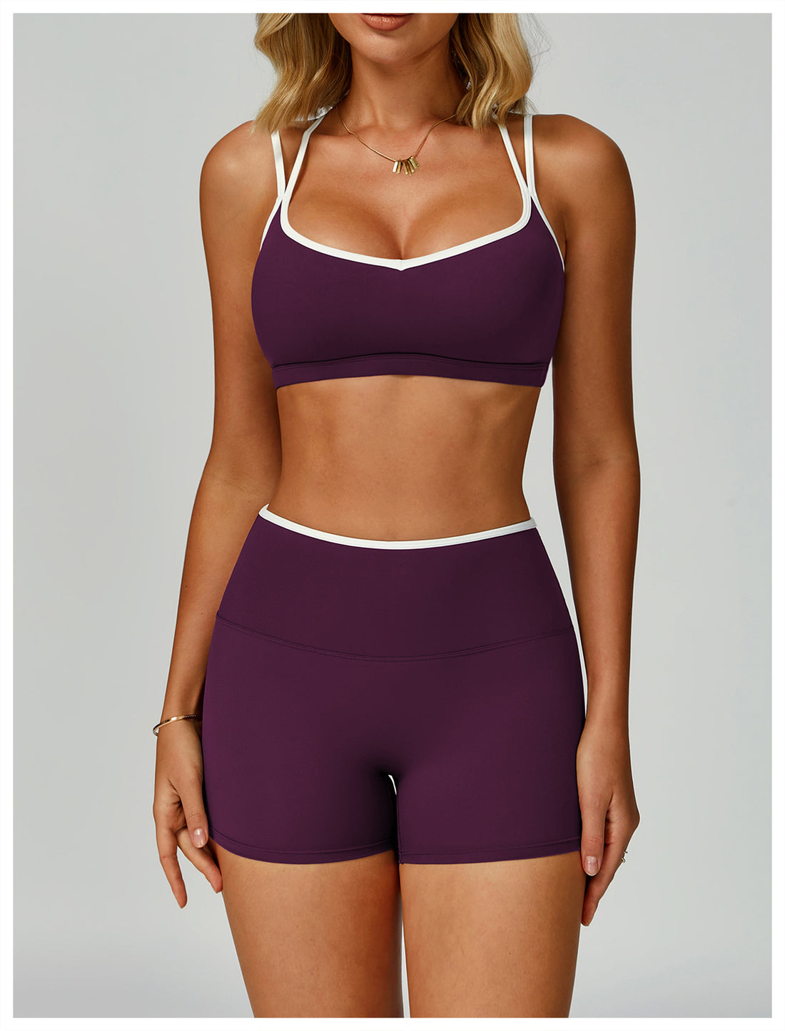 Strappy Backless Bra & Bike Short Set