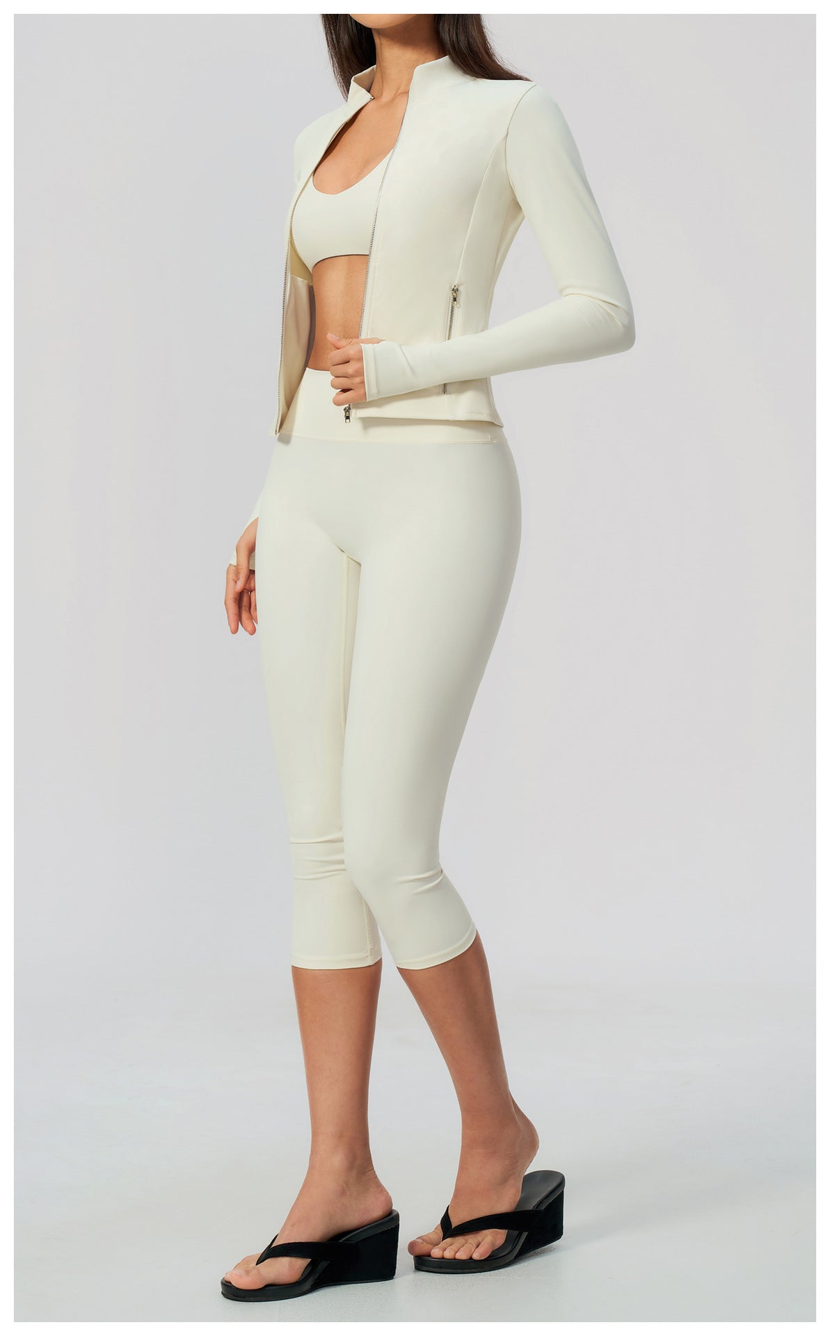 Zip-Up Capri Yoga 3-Piece Set