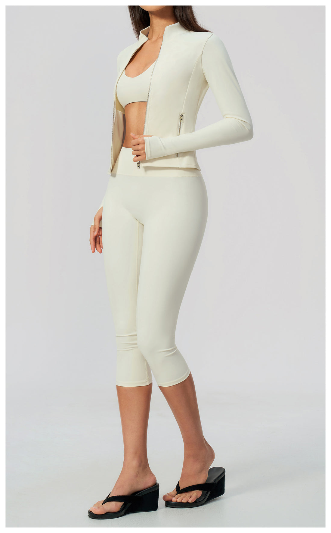 Zip-Up Capri Yoga 3-Piece Set