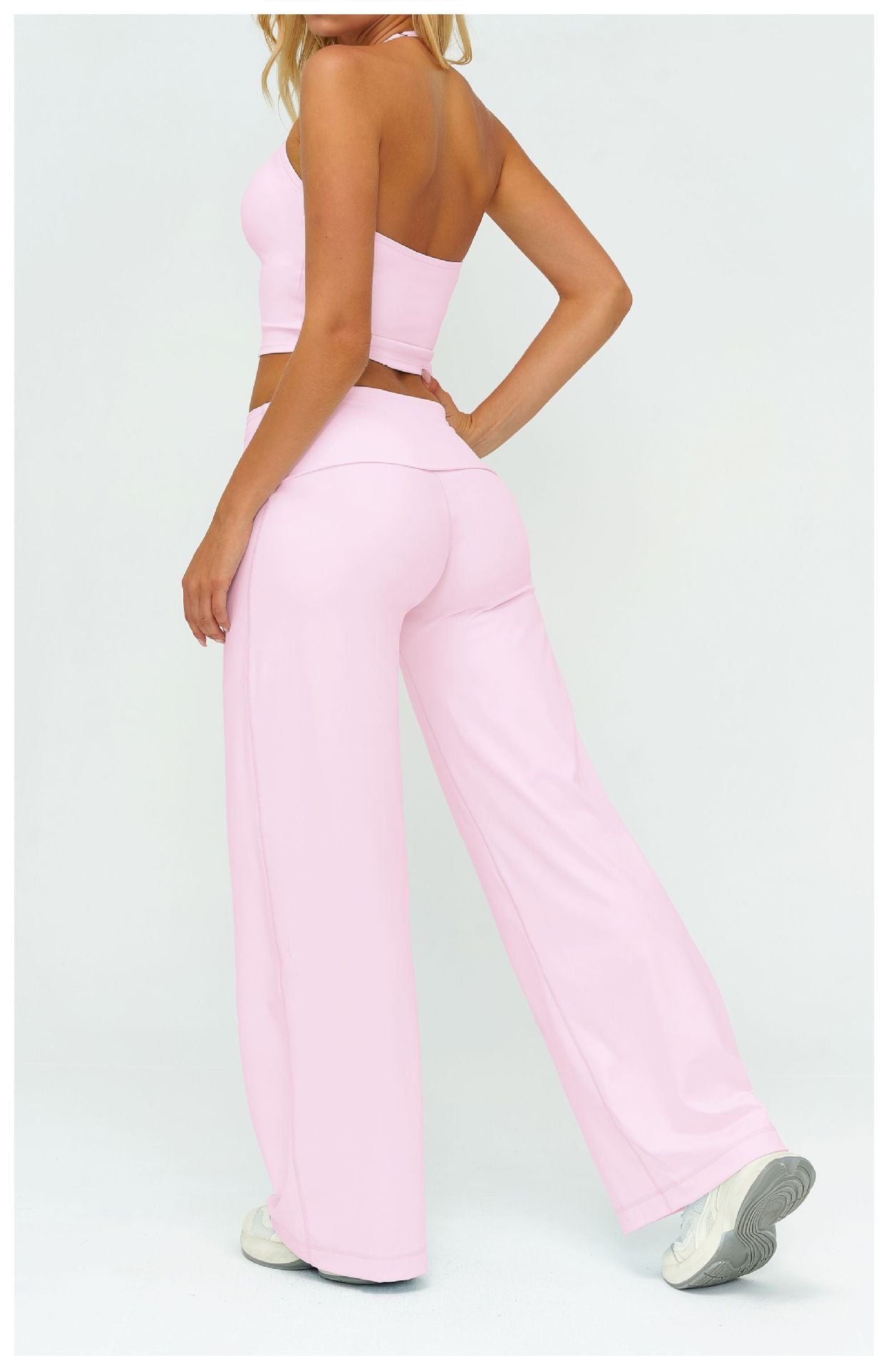 Halter Crop Top & Wide-Leg Pants Set