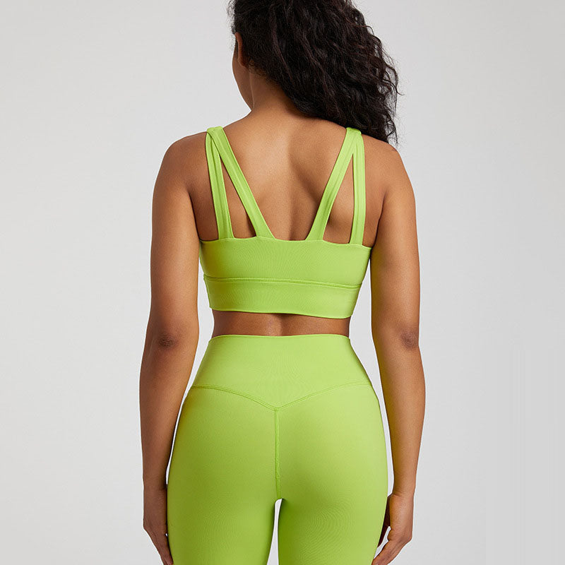 European and American nude yoga vest women's cross back sports bra fitness yoga clothing top outdoor sports bra eprolo