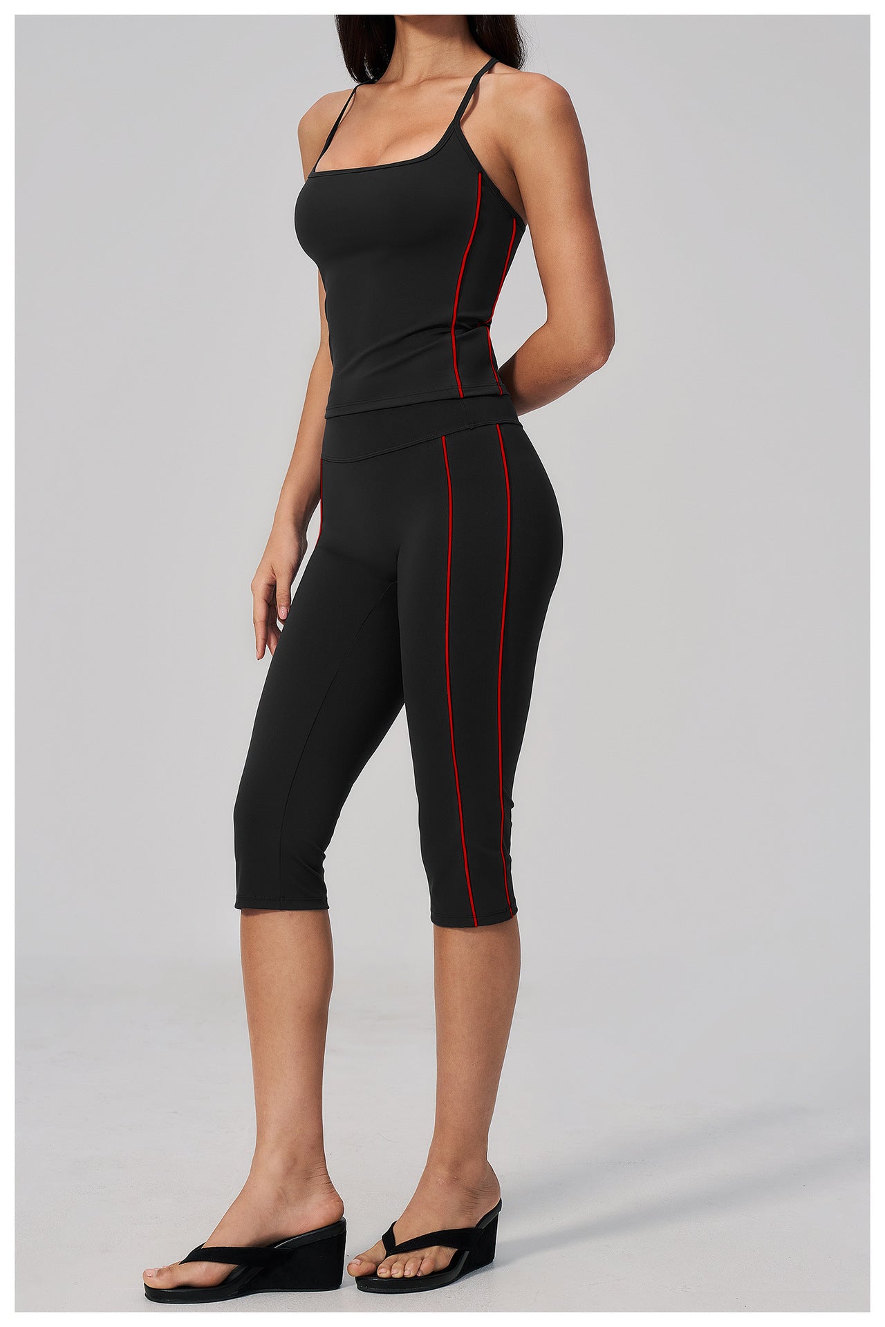 Color-Block Racerback Cami & Capri Legging Set