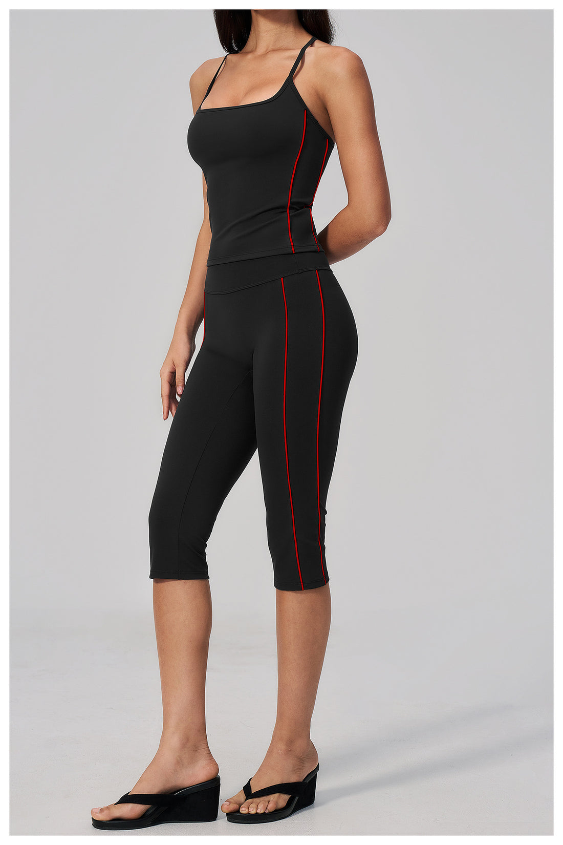 Color-Block Racerback Cami & Capri Legging Set