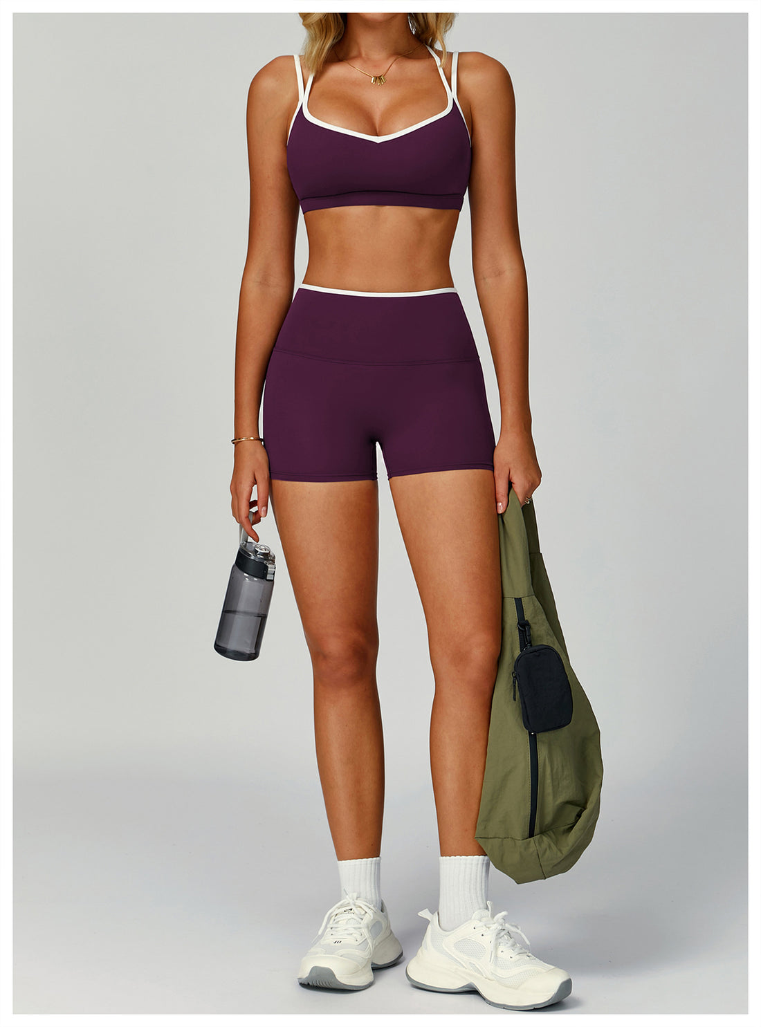 Strappy Backless Bra & Bike Short Set