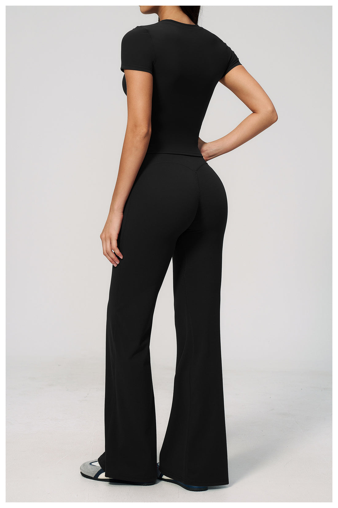 Crew Neck Crop Top & Flare Pants Set
