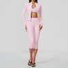 New Women's Yoga Suit, Fitted Waist-Cinching Zipper Slimming Fitness Wear, High-Waisted Tummy-Control Yoga Sport Three-Piece Set eprolo