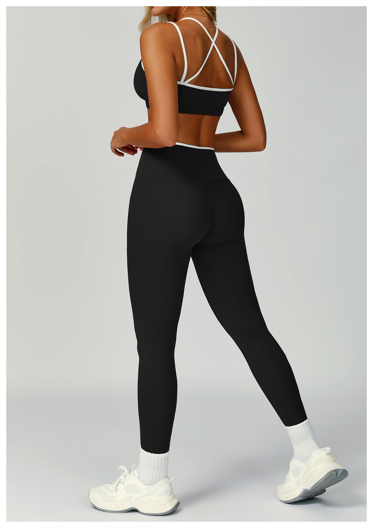 Strappy Backless Bra & Bike Short Set
