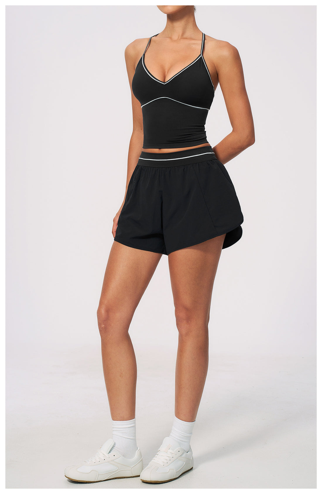V-Neck Cami Bra & Running Shorts Set