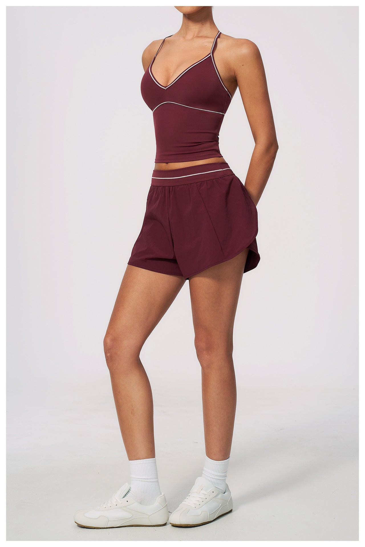 V-Neck Cami Bra & Running Shorts Set