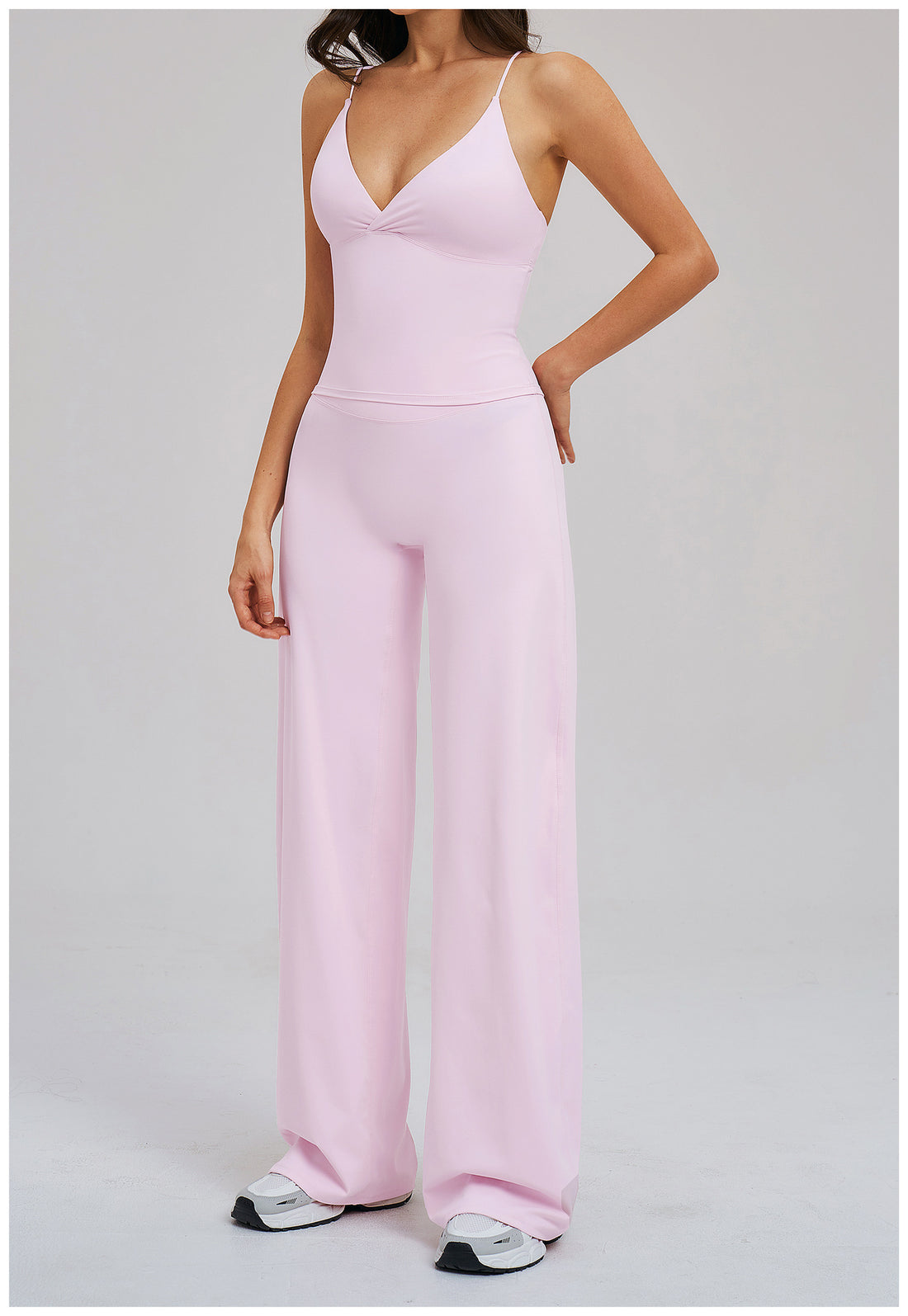 V-Neck Cami Top & Straight-Leg Pants Set