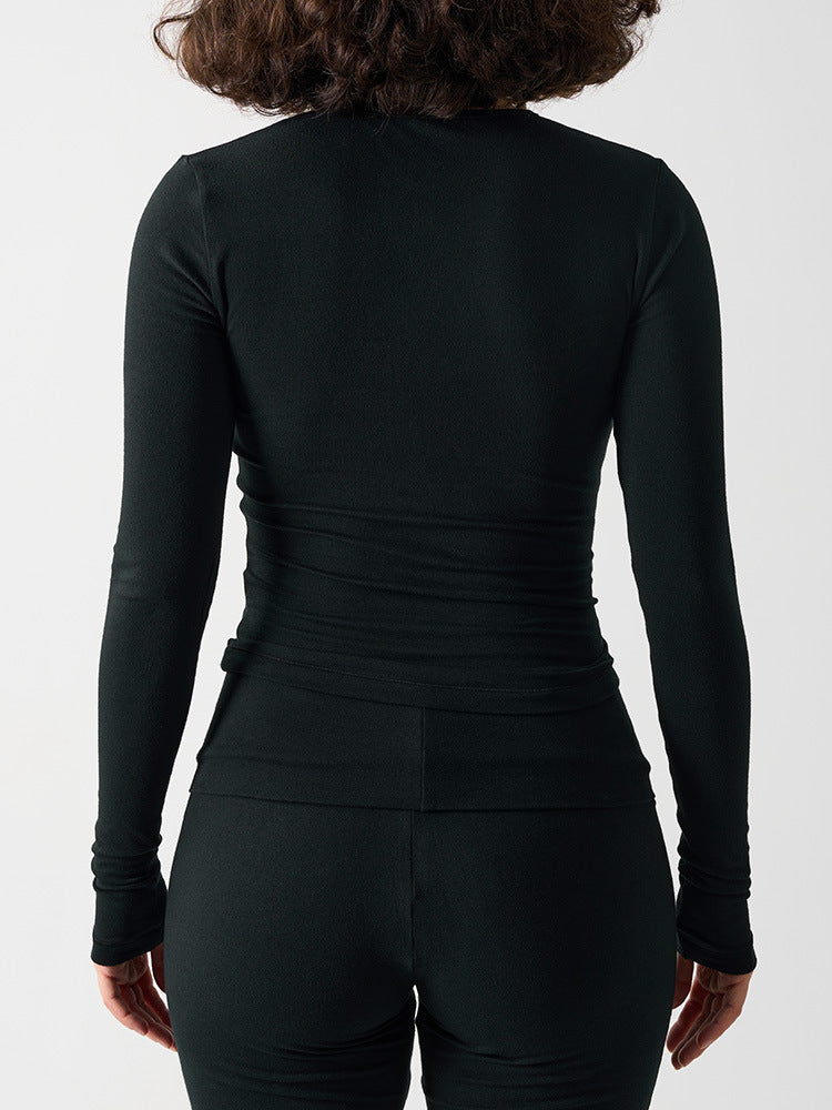 Cotton Jersey Long Sleeve Crop Top (Style 2)