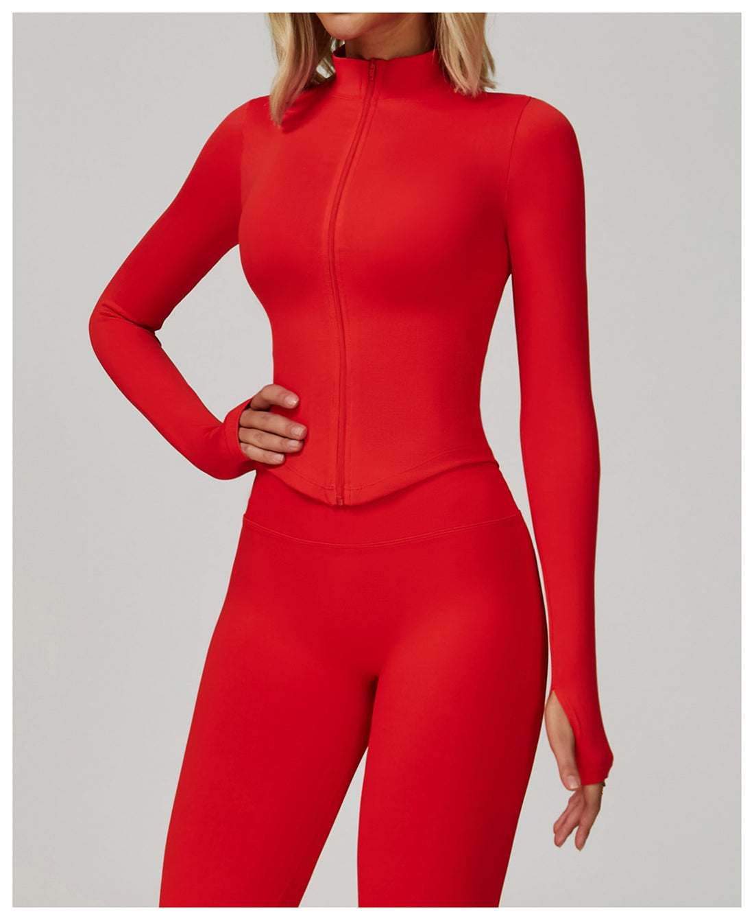 Zip-Up Long Sleeve Crop Yoga Jacket