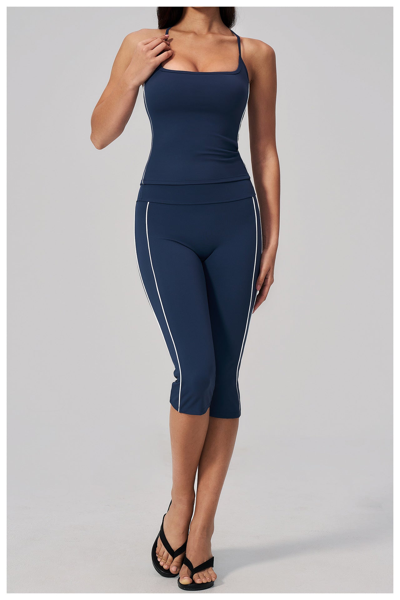 Color-Block Racerback Cami & Capri Legging Set