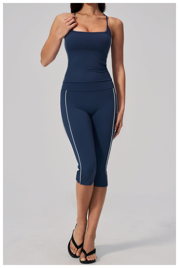 Color-Block Racerback Cami & Capri Legging Set