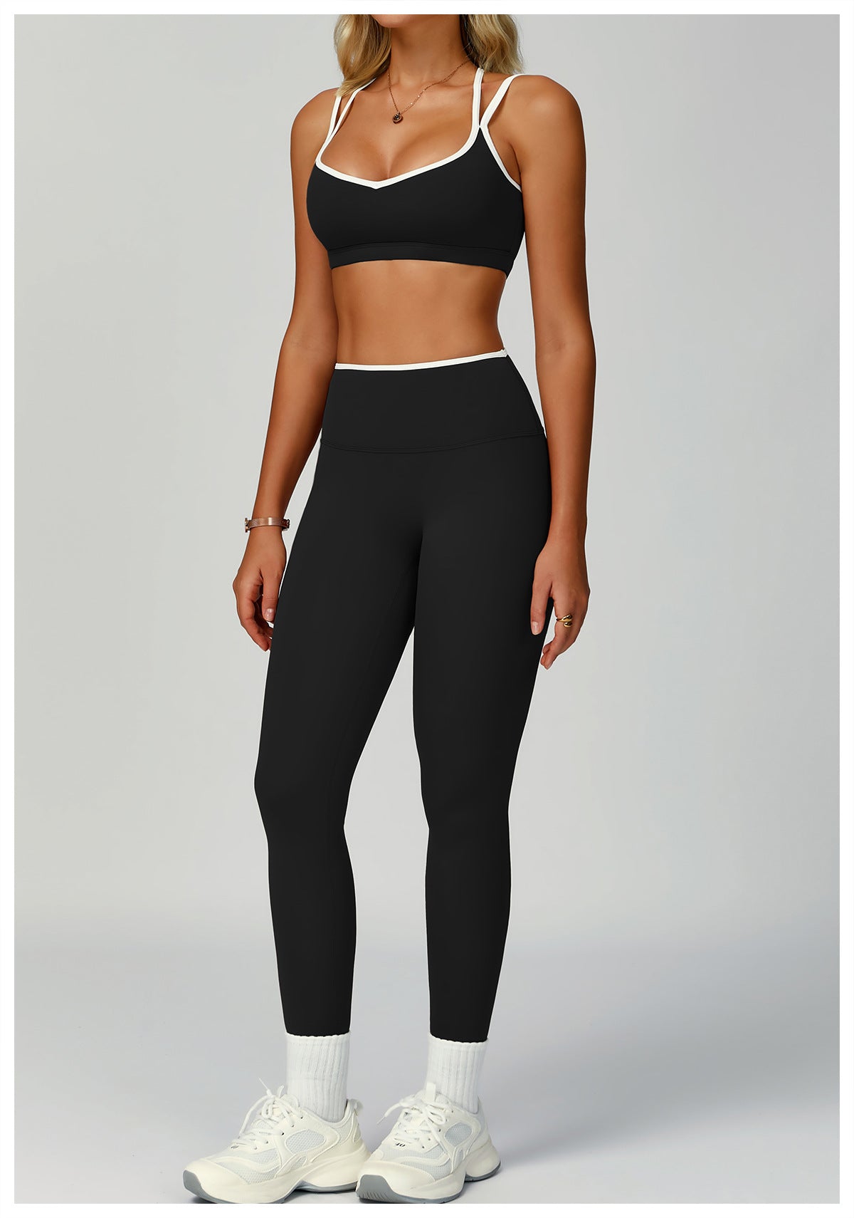 Strappy Backless Bra & Bike Short Set