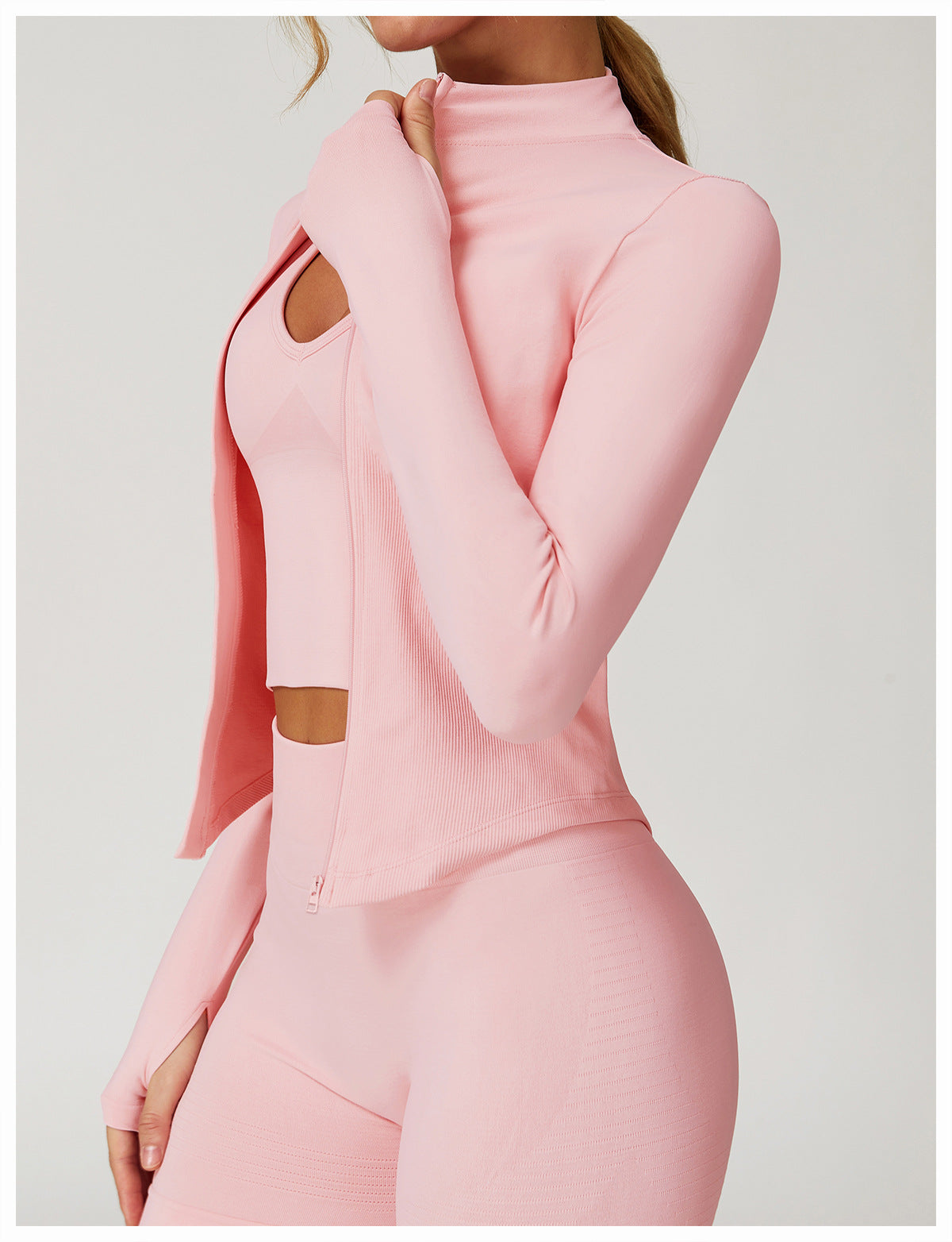 Zip-Up Long Sleeve Crop Yoga Jacket