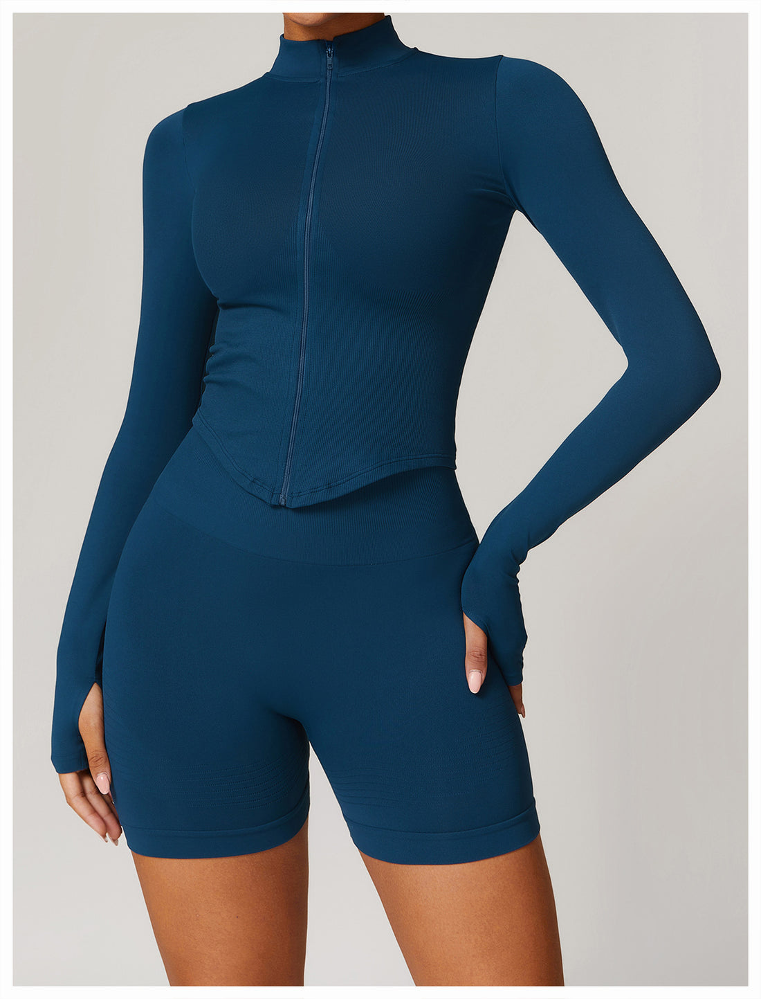 Zip-Up Long Sleeve Crop Yoga Jacket