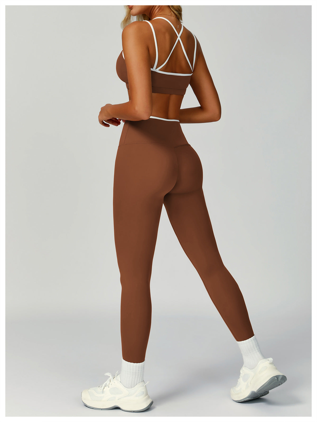 Strappy Backless Bra & Bike Short Set