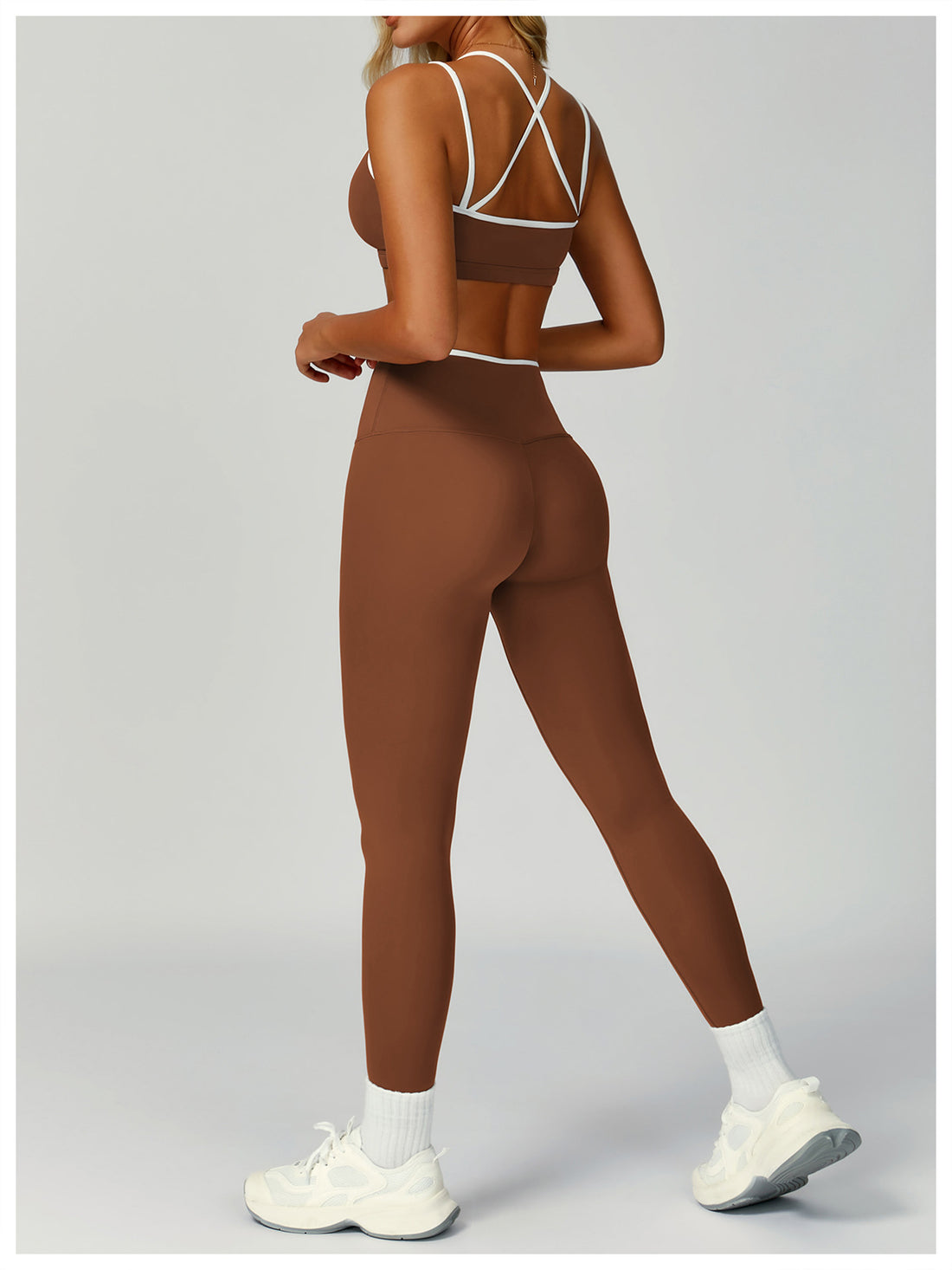 Strappy Backless Bra & Bike Short Set