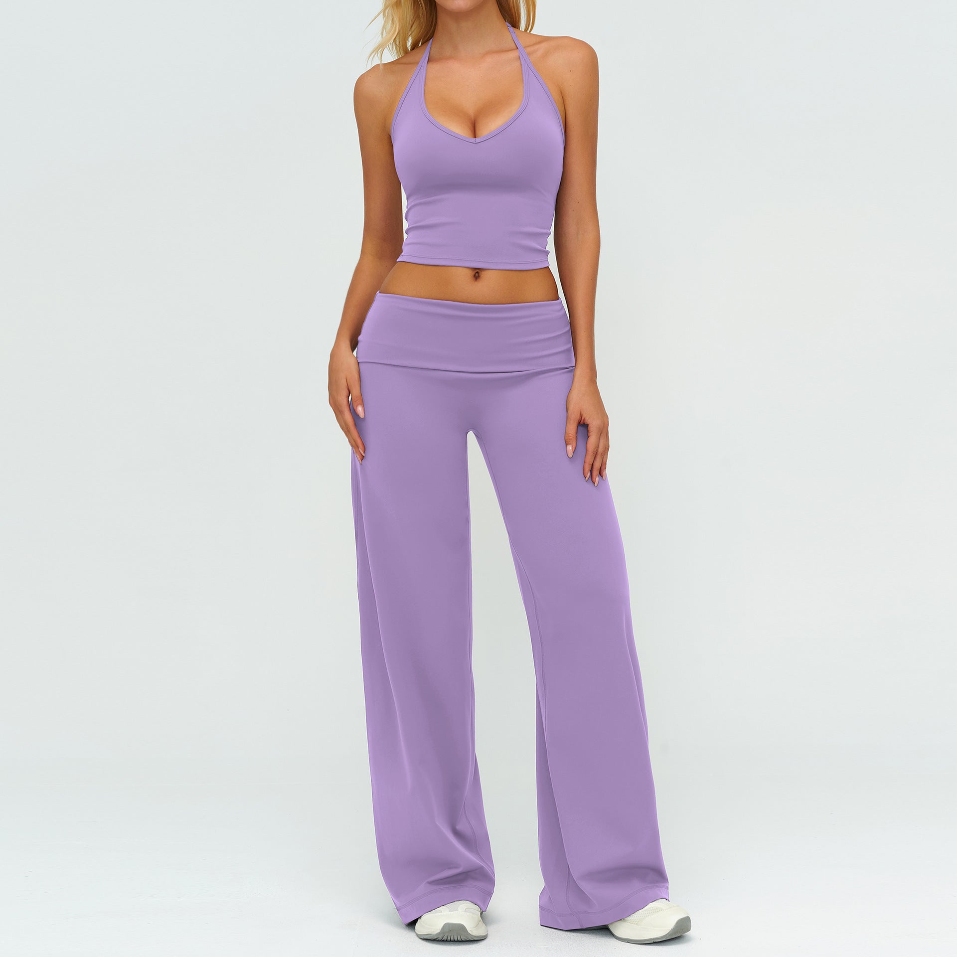 Crossover Strapless Fitted Back Workout Set Fitness High-Waisted Casual Running Yoga Set eprolo