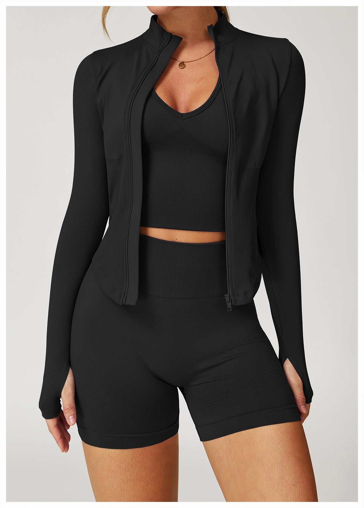 Zip-Up Long Sleeve Crop Yoga Jacket