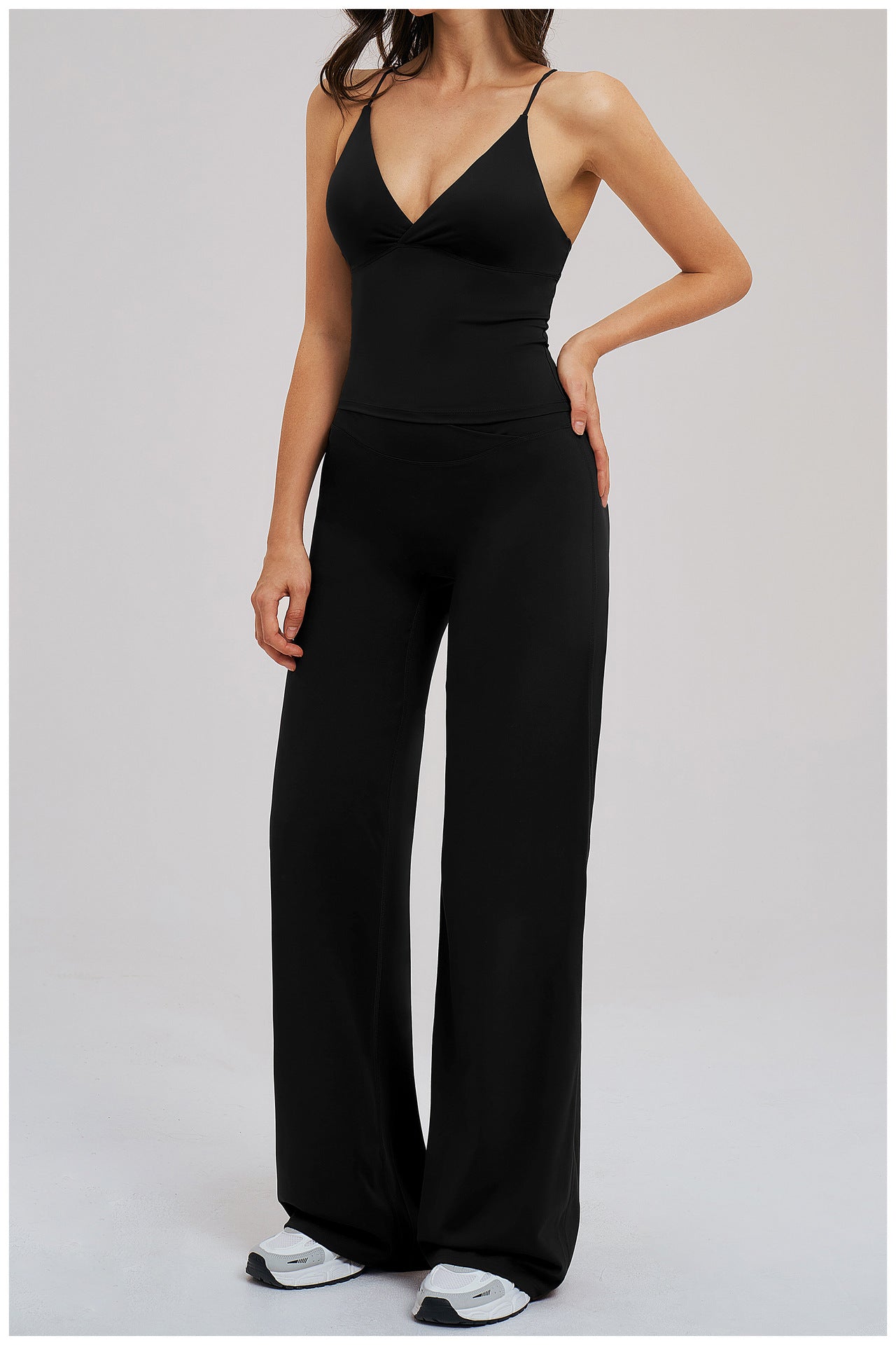 V-Neck Cami Top & Straight-Leg Pants Set