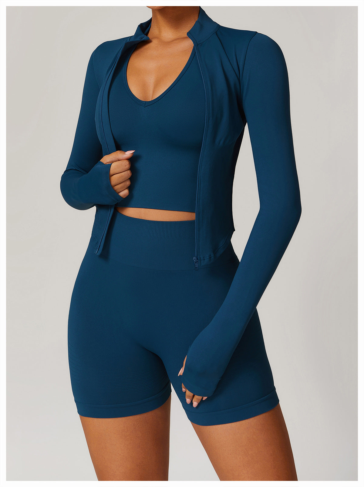 Zip-Up Long Sleeve Crop Yoga Jacket