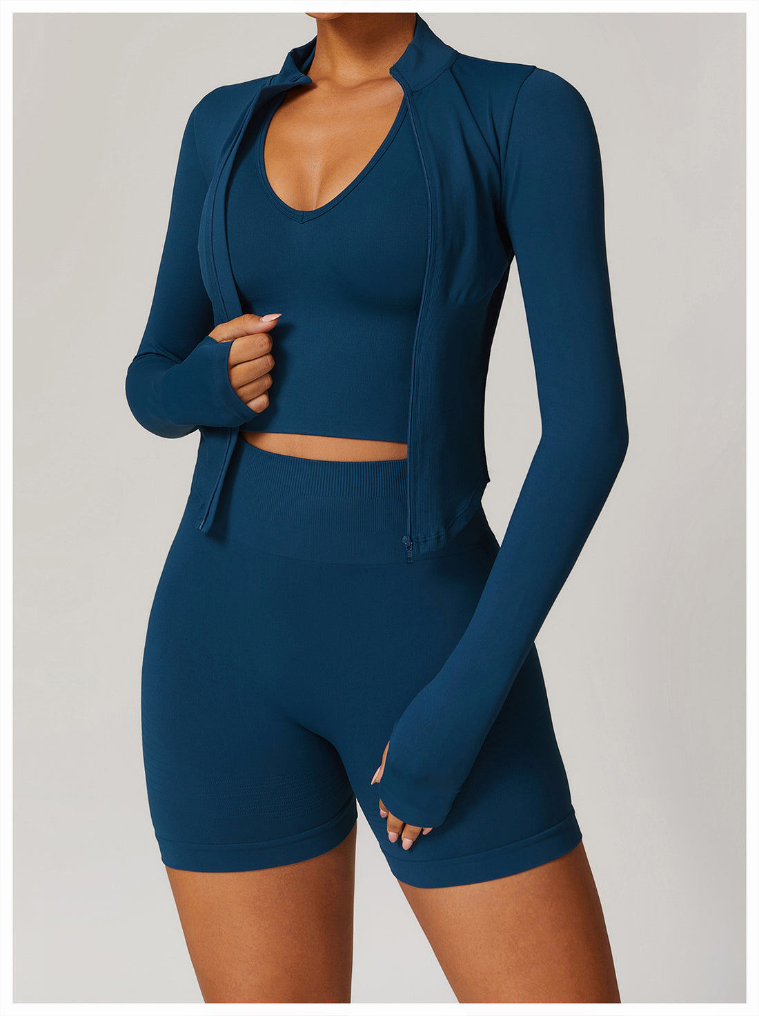 Zip-Up Long Sleeve Crop Yoga Jacket