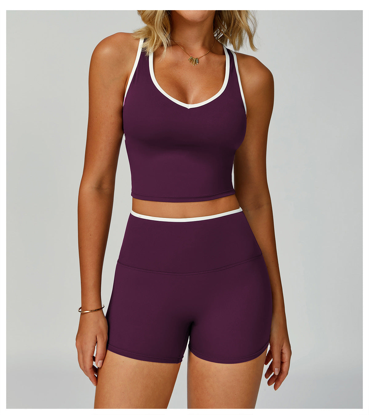 Strappy Backless Bra & Bike Short Set