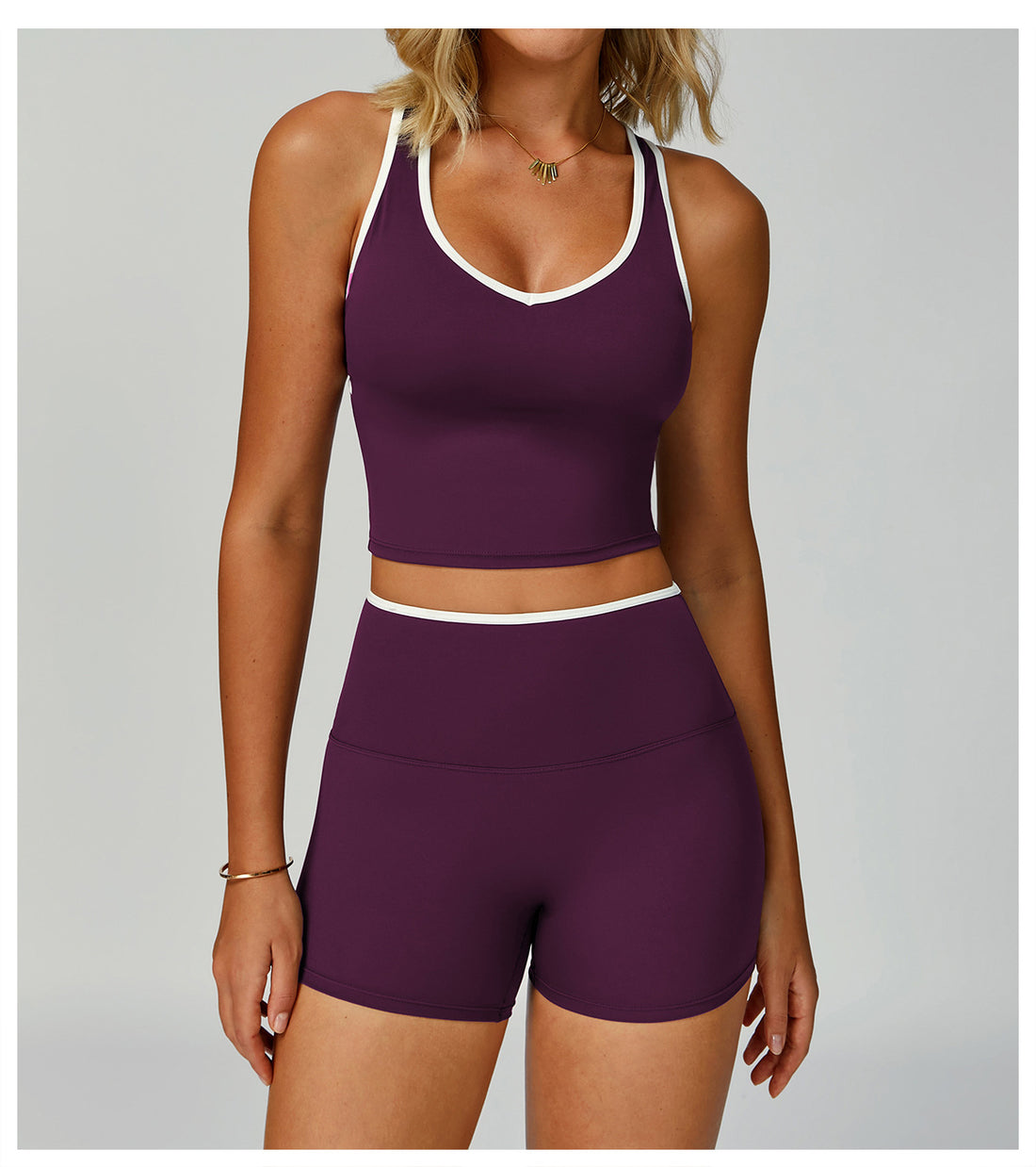 Strappy Backless Bra & Bike Short Set