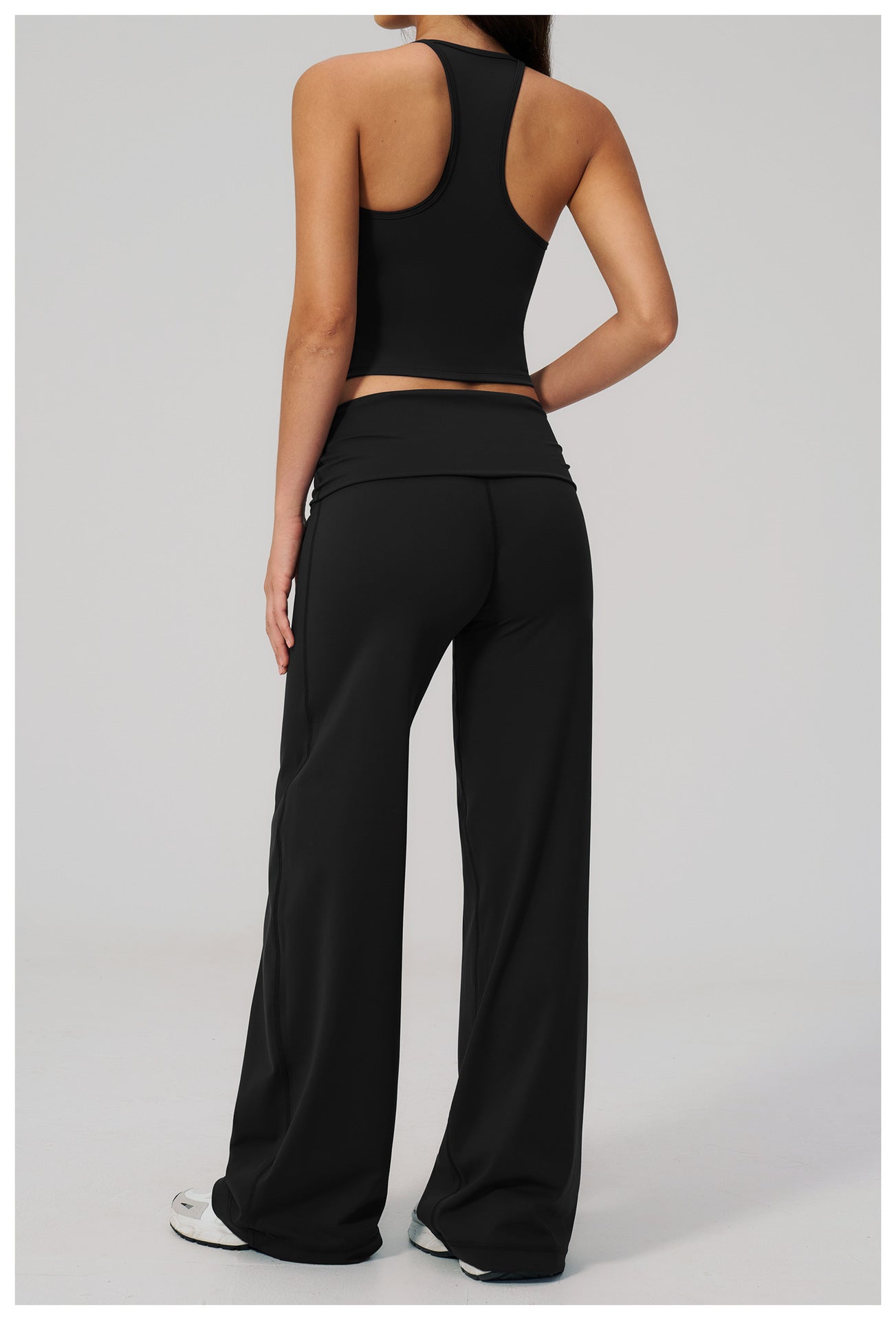 Backless Halter Crop Top & Wide-Leg Pants Set