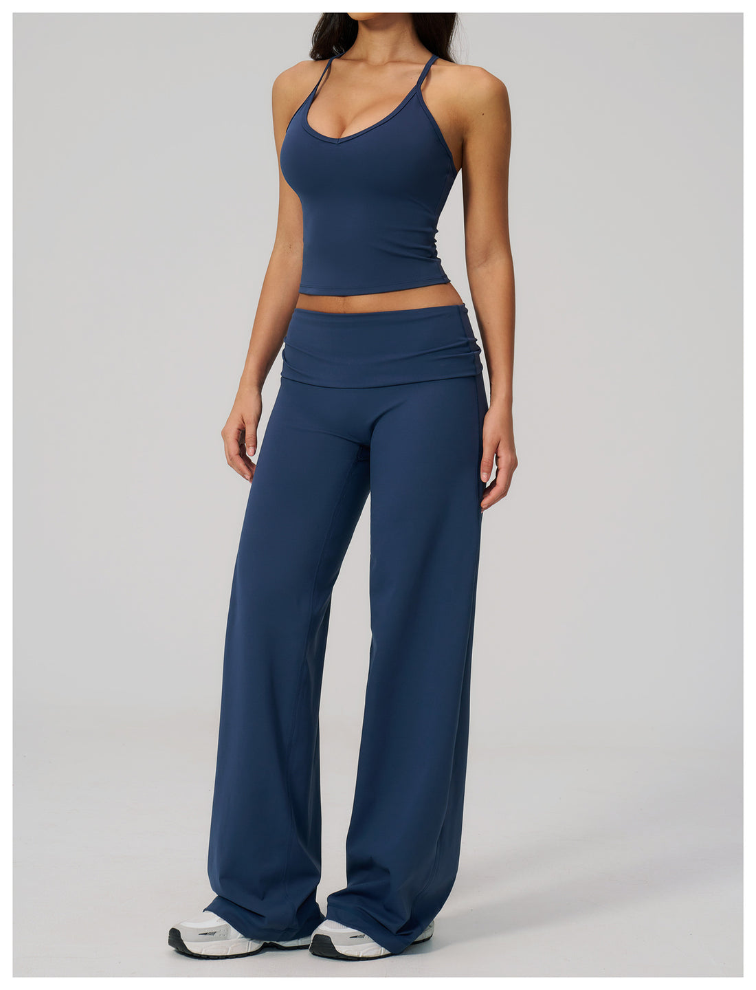 Backless Halter Crop Top & Wide-Leg Pants Set