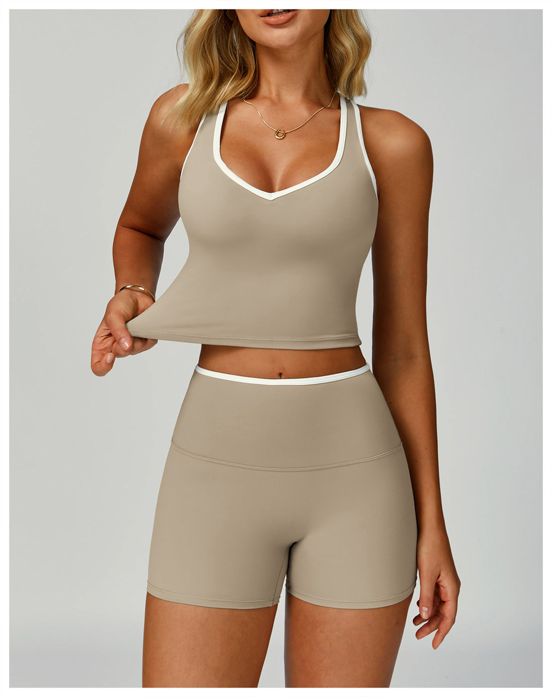 Strappy Backless Bra & Bike Short Set