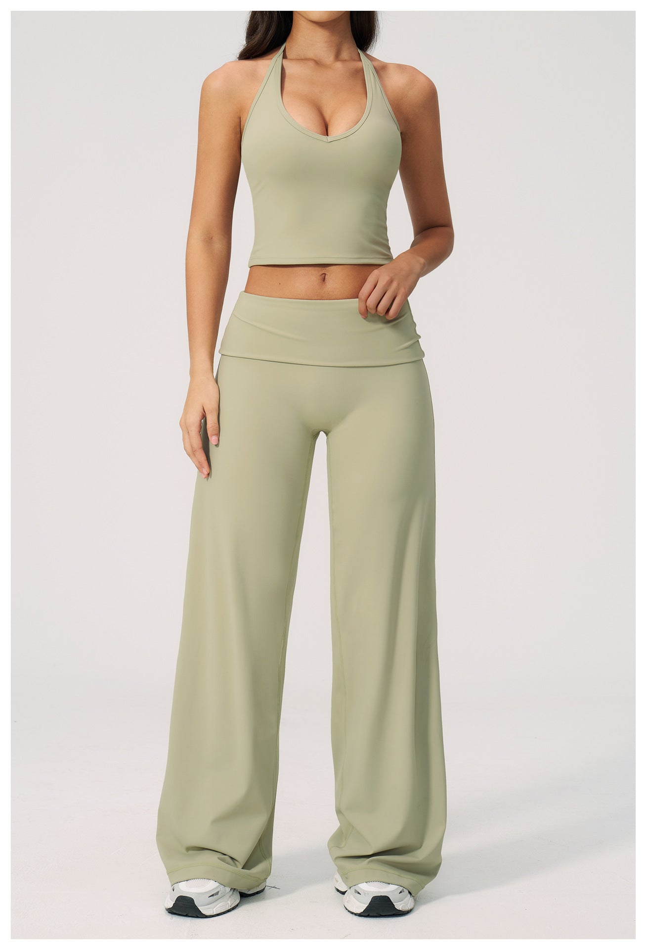Halter Crop Top & Wide-Leg Pants Set (Style 2)