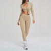 Fitness Set Zipper Seamless Leisure Set Women Outdoor Cycling Running Sports Three-Piece Set eprolo