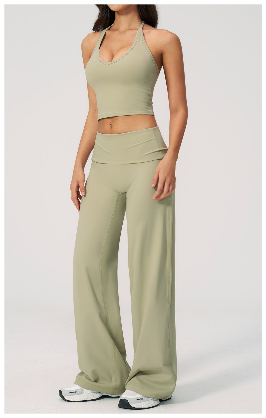 Halter Crop Top & Wide-Leg Pants Set (Style 2)