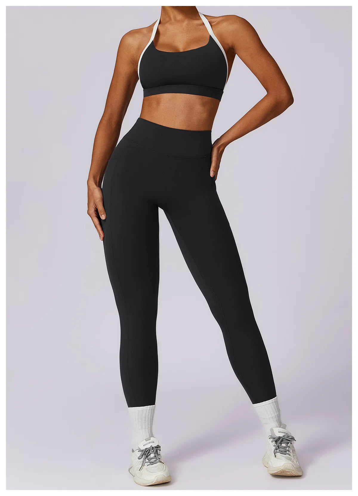Halter Bra & Leggings Color-Block Set