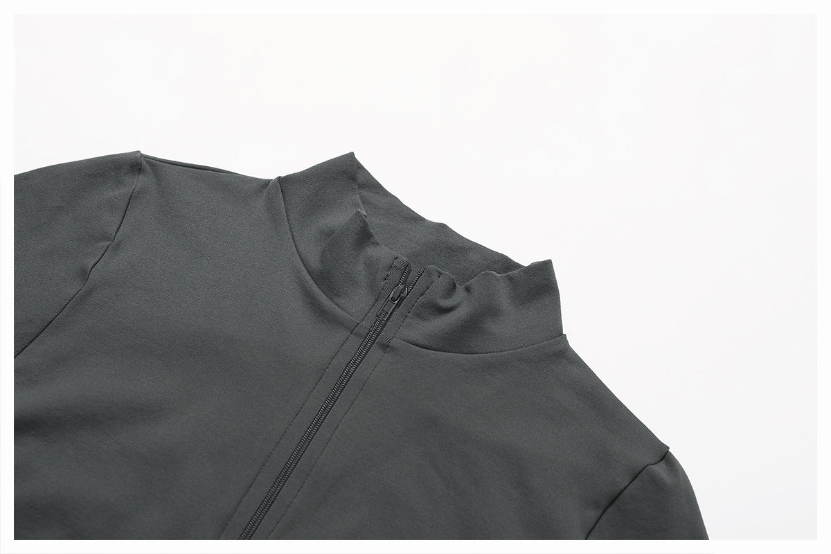 Zip-Up Long Sleeve Crop Yoga Jacket