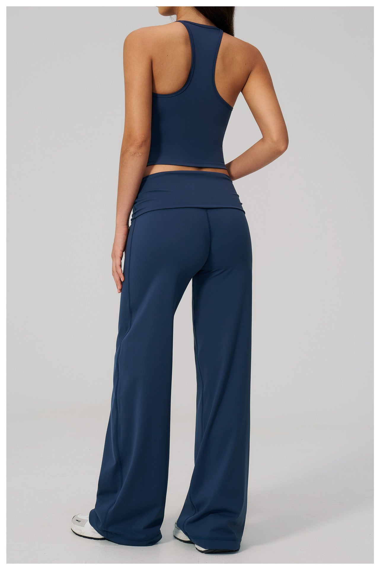 Backless Halter Crop Top & Wide-Leg Pants Set