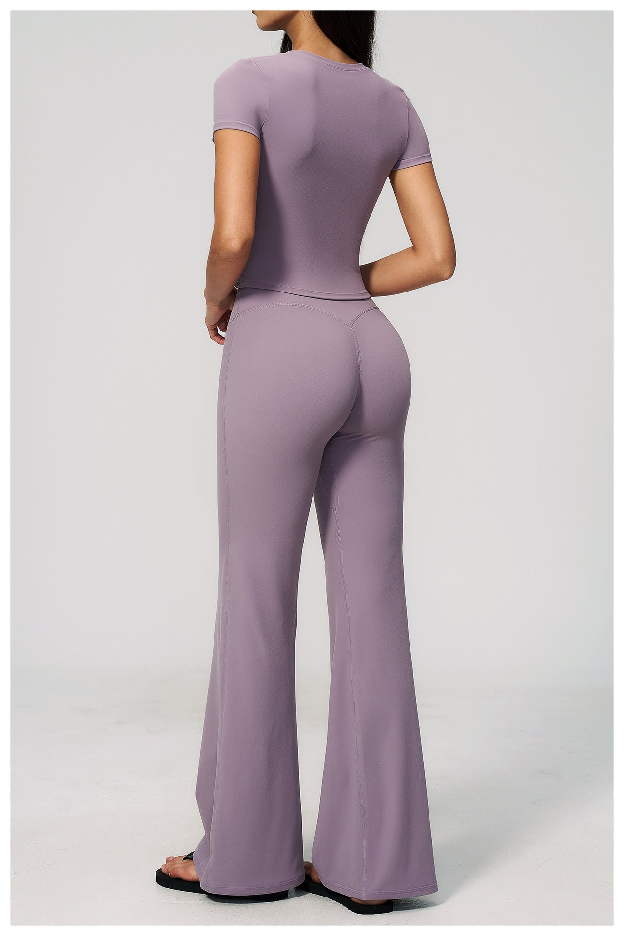 Crew Neck Crop Top & Flare Pants Set